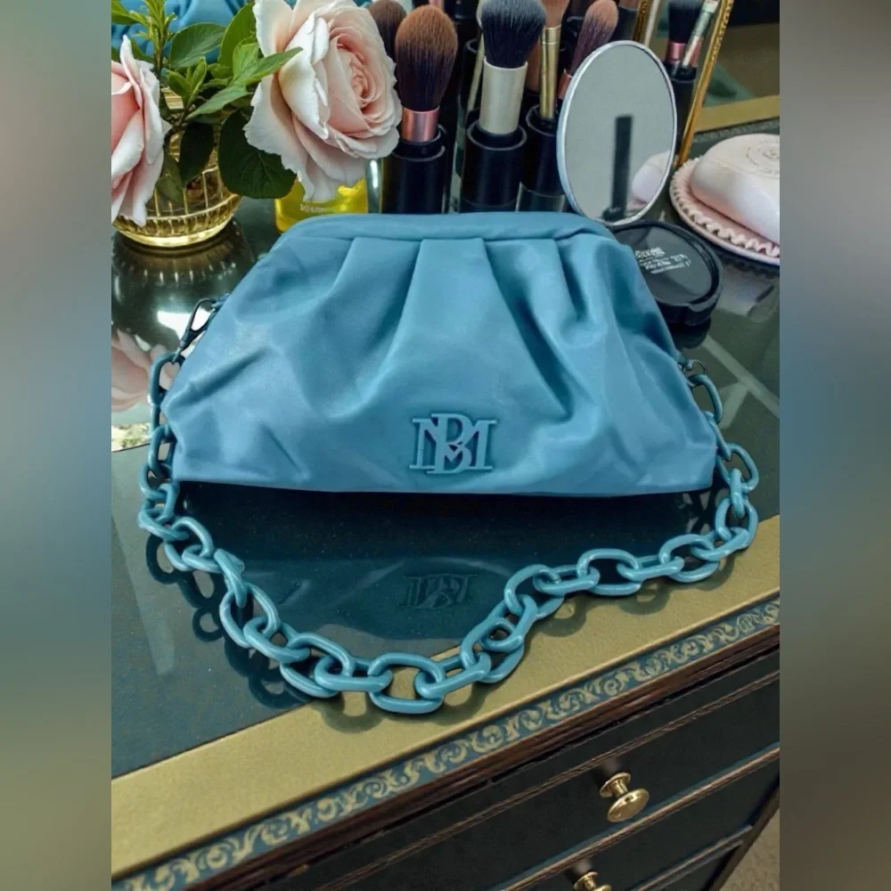NWT Badgley Mischka Blue Dumpling Clutch